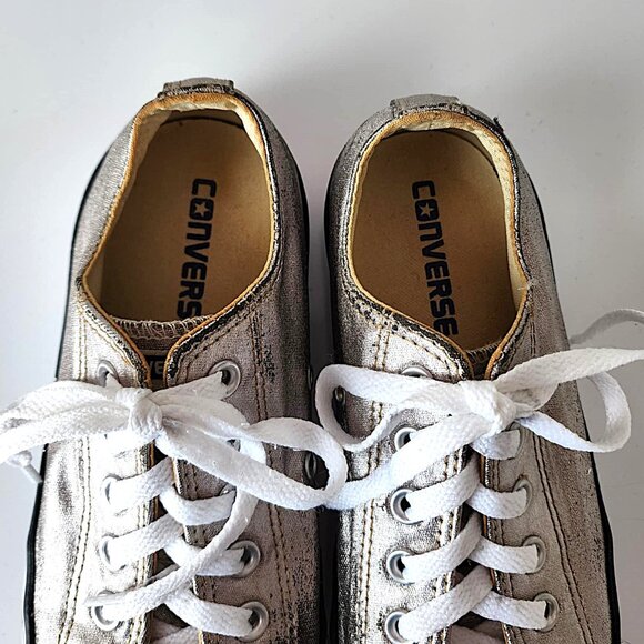 Converse silver canvas Chuck Taylor All Star low top sneakers - Picture 2 of 15